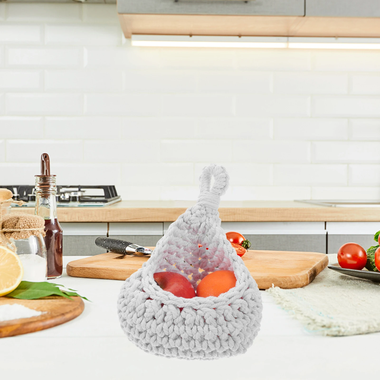 

Wall Hanging Basket Woven Baskets Vegetable Storage Kitchen Decor White Medium Rustic Hanging Fruit Basket Style Home