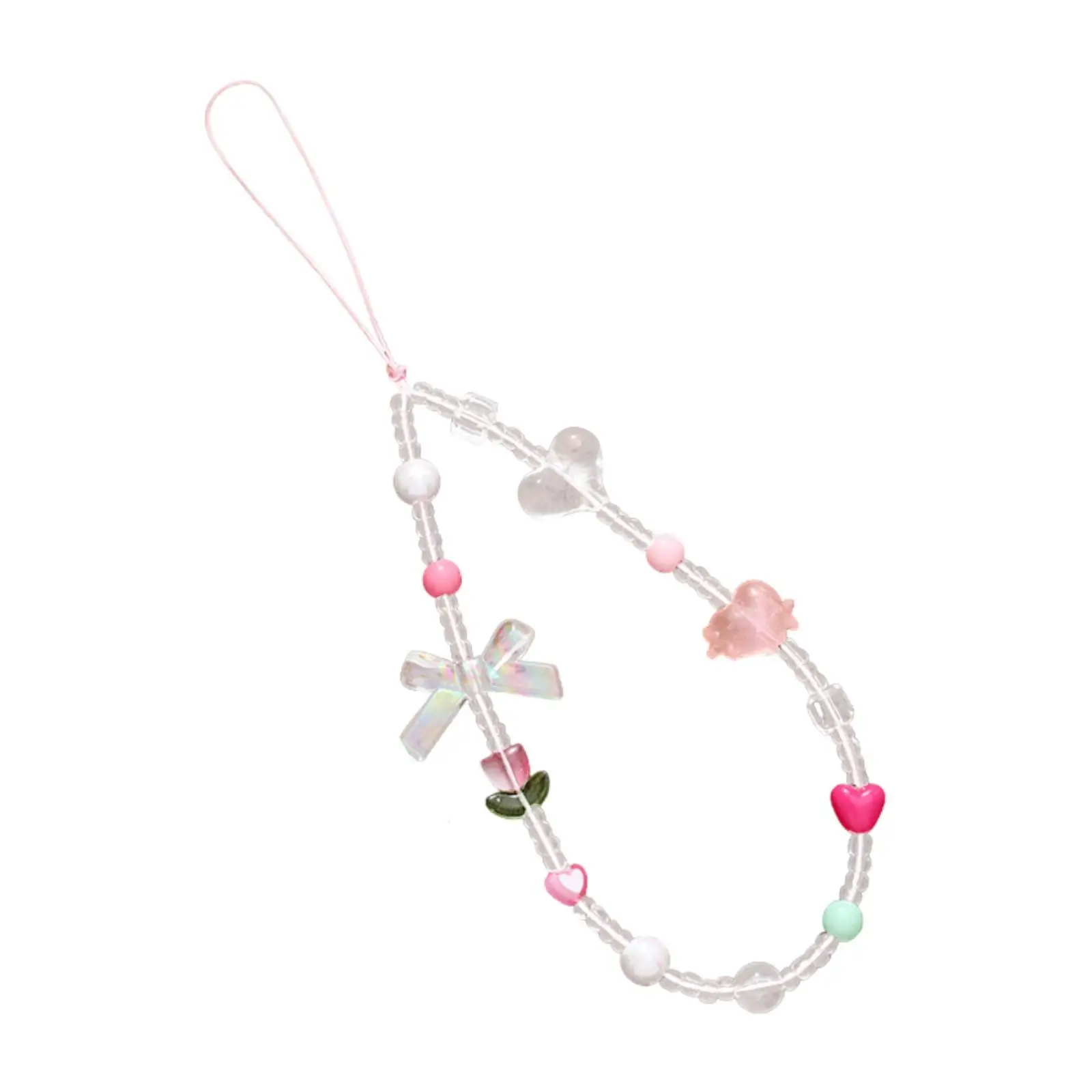 

Beaded Wrist Strap Phone Charm Resin Bracelet Keychain Pendant for Mobile Phone Decoration Women Accessories