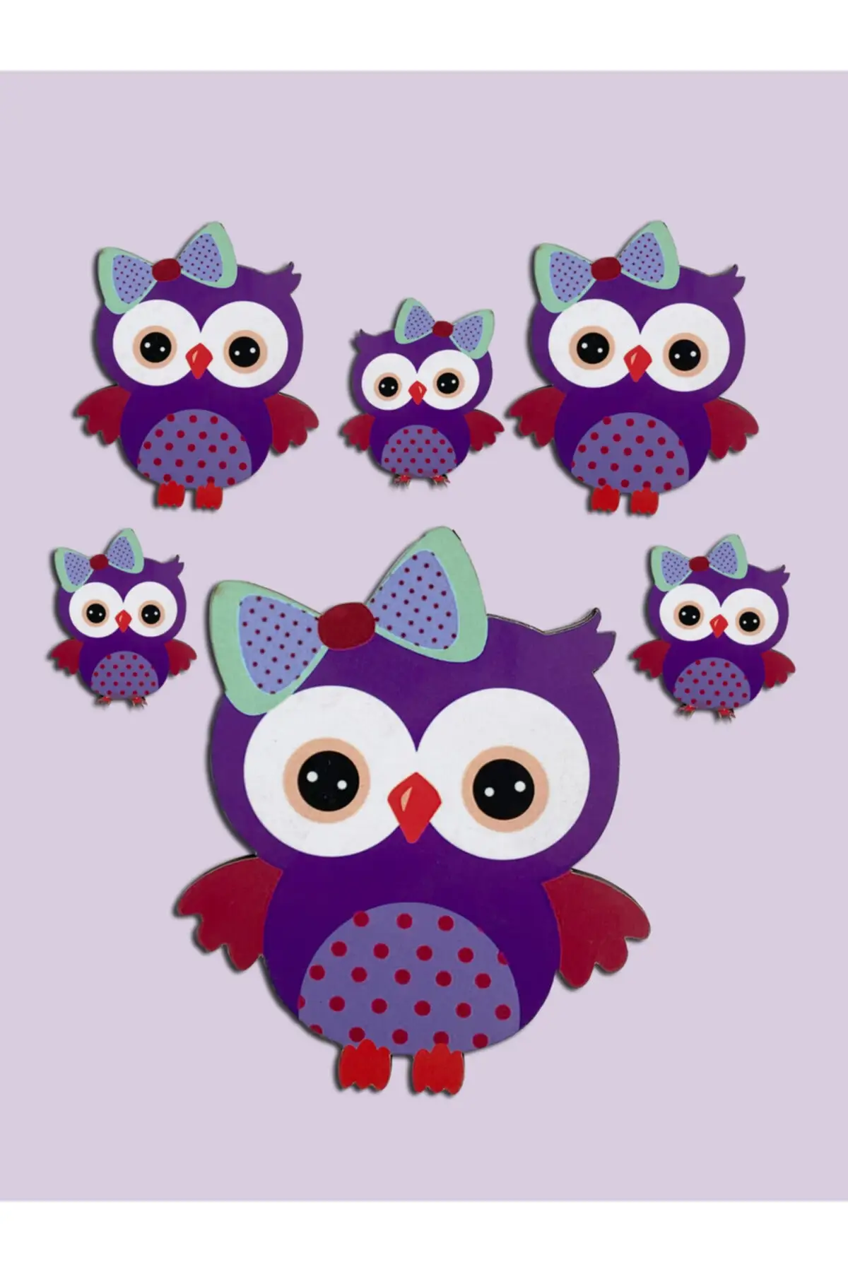 Owl Figured Purple Wooden Wall Stick Ornament Home & Wall Decoration