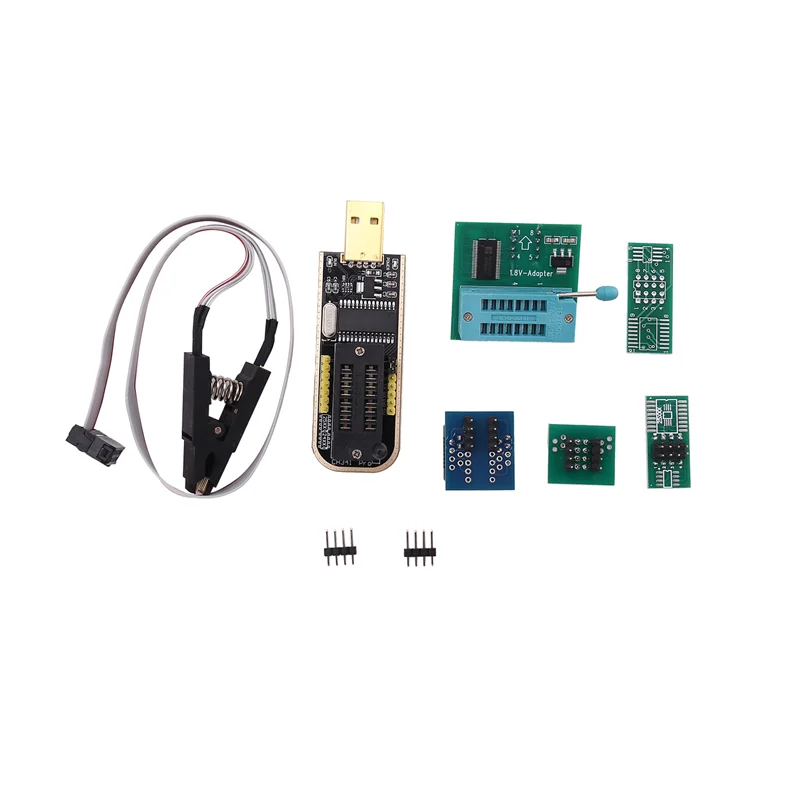 ชุดโปรแกรมเมอร์ BIOS USB รุ่น M18K-CH341A แบบ SOP8 DIP8 รองรับแรงดันไฟฟ้า 1.8V พร้อมซ็อกเก็ตแปลง 8 พิน และคลิปทดสอบ สำหรับ iPhone หรือเมนบอร์ด