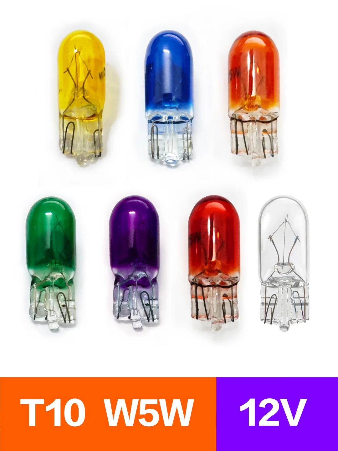T10 Car Lamps 12V W5W Clearance Lights Bulbs Side Width Indicator Light Parking Boot Light Amber Red Orange Blue Yellow Green