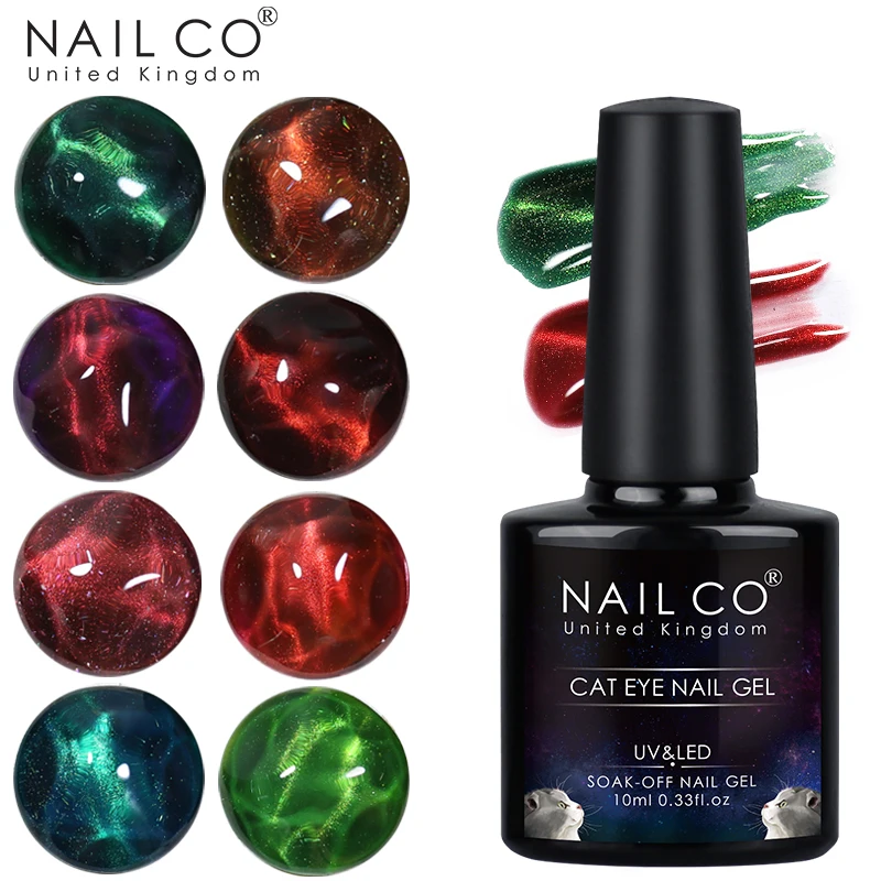 NAILCO 10ml Katzenaugen-Nagellack, UV-LED-Abziehbarer Regenbogenfarbener Katzenaugen-Nagellack, Gel-Lack, Nagellack, Nagellacklack