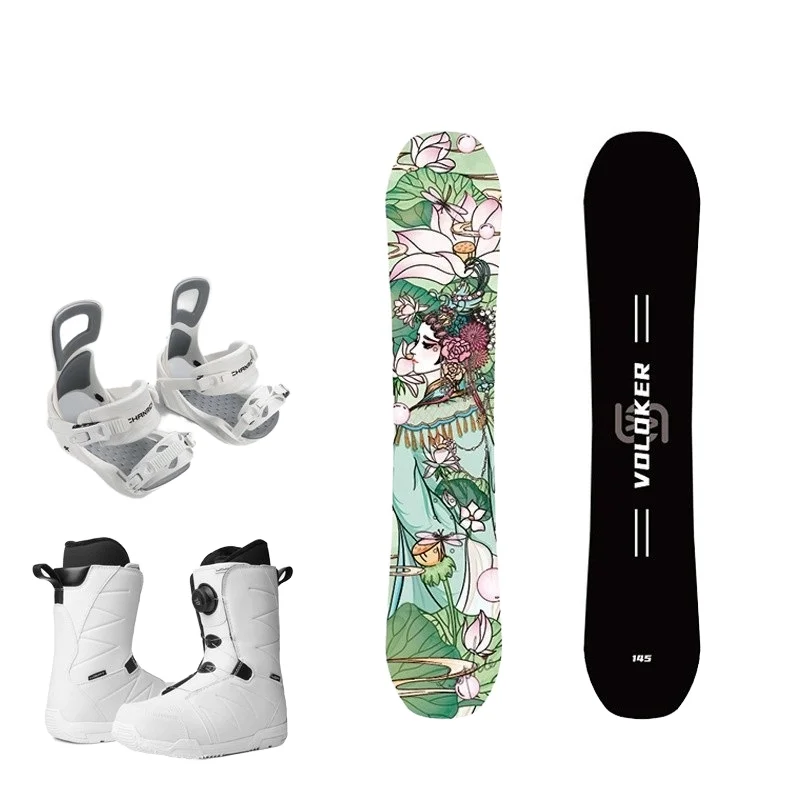 Equipo Completo de Esquí/Snowboard Freestyle para Mujer, Talla 160cm, Resistente al Agua, Duradero, Portátil, con Botas y Fijaciones