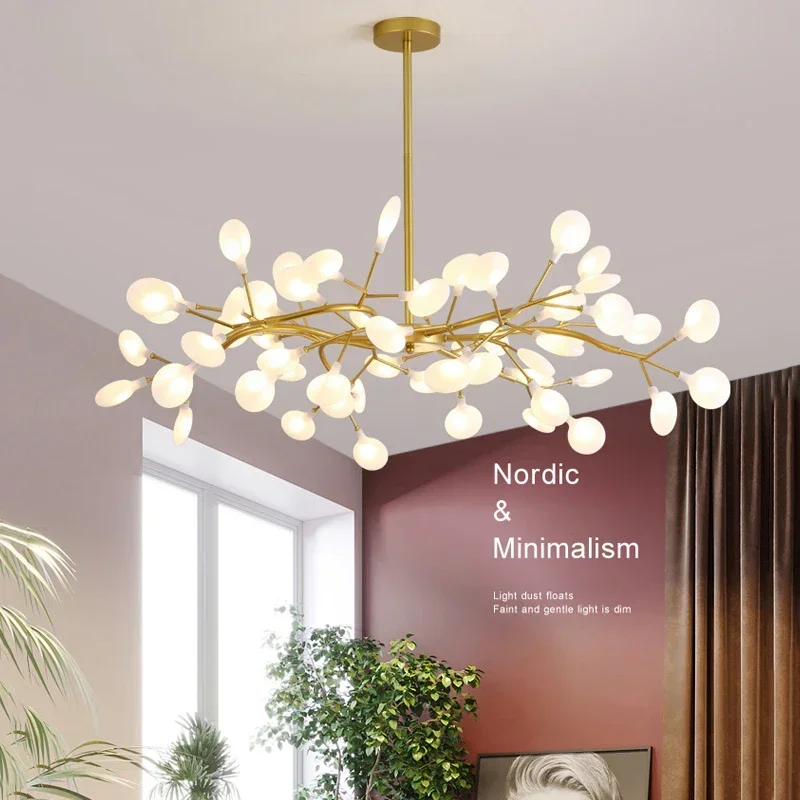 Modern Firefly LED Chandelier Black Gold For Living Room Bedroom Hall Home Decor Indoor Lighting Minimalist Ceiling Pendant Lamp