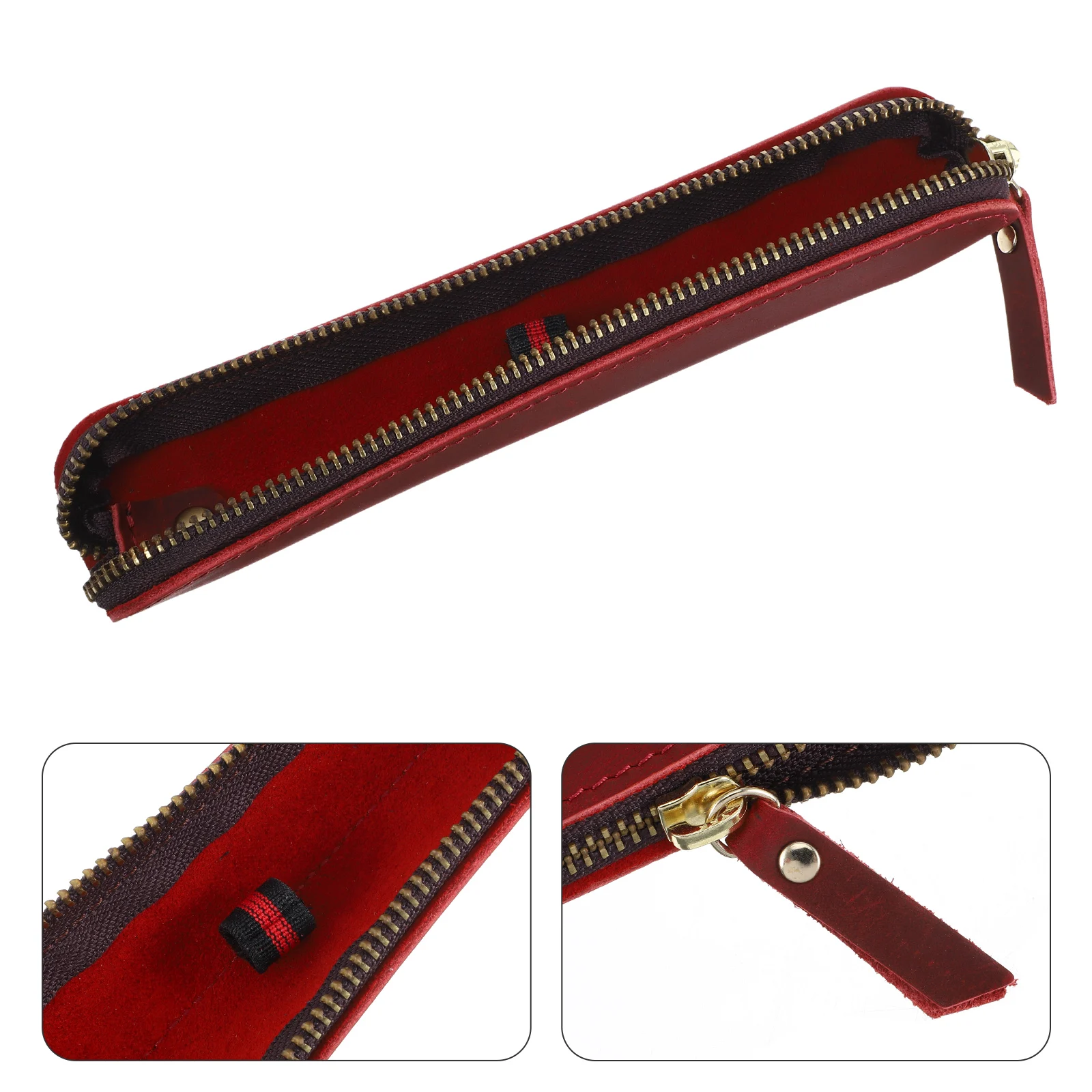 

Double Bag Black Holder Case Fountain Pen Case for Ballpoint Pens Everyday Use Pen Pouch Genuine