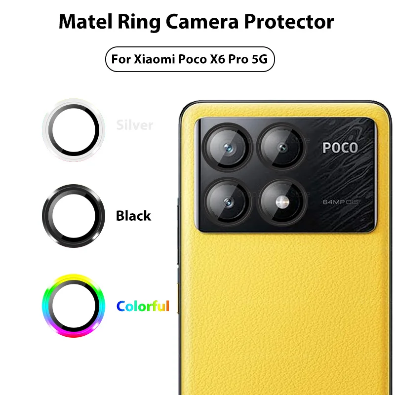 For Xiaomi Poco X6 Pro Aluminium Alloy Camera Protector Case Ring Poco X 6 6Pro PocoX6Pro 5G Back Cover Lens Tempered Glass Film