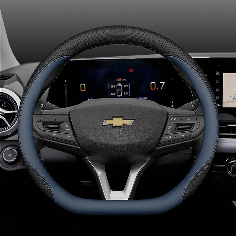 For Chevrolet Nappa Leather Car Steering Wheel Cover Malibu Cruze Onix Equinox Trax Trailblazer Silverado Traverse Accessories