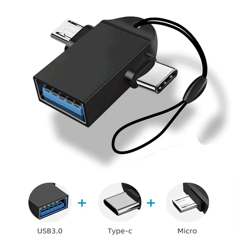 2-in-1 Micro Male to USB female Cable For Mobile Phone Type C to USB3.0 Connector OTG Adapter Aluminum Alloy on The Go Converter