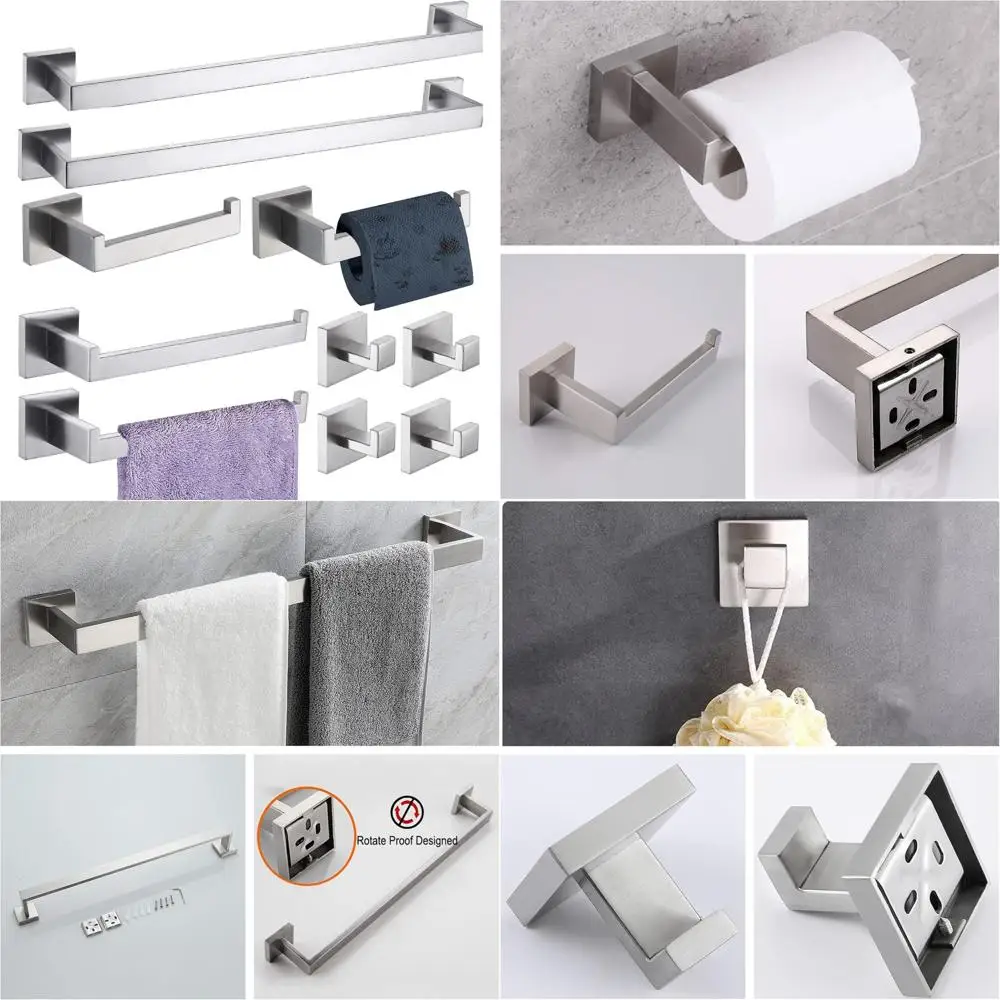 

Brushed Nickel 10-Piece Bathroom Hardware Set with 2 Towel Bars, 23.6 Inch, and Additional Accessories for Complete Bathroom Upg