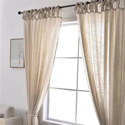 Natural Linen Cotton Cortinas for Living Room Bedroom Cafe, Light Flittering Blinds, Kitchen Short Curtains,holes free