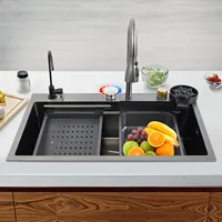Kitchen Sink Set with Pull-out Faucet, Large Capacity, Nano-coating, Anti-condensation, Soundproof, Modern Gun-grey Design