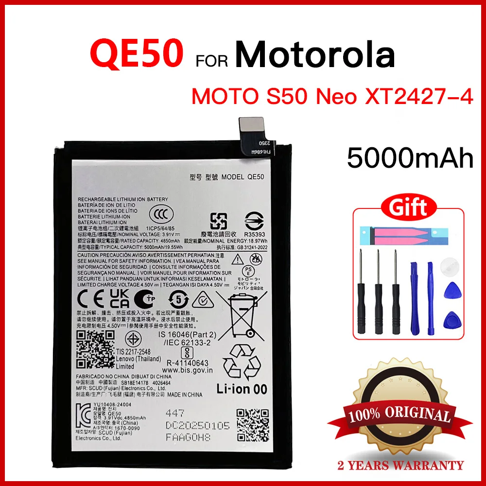 

Genuine New High Quality 5000mAh QE50 Replacement Battery For Motorola MOTO S50 Neo XT2427-4 QF 50 Batteria Batteries+Tools