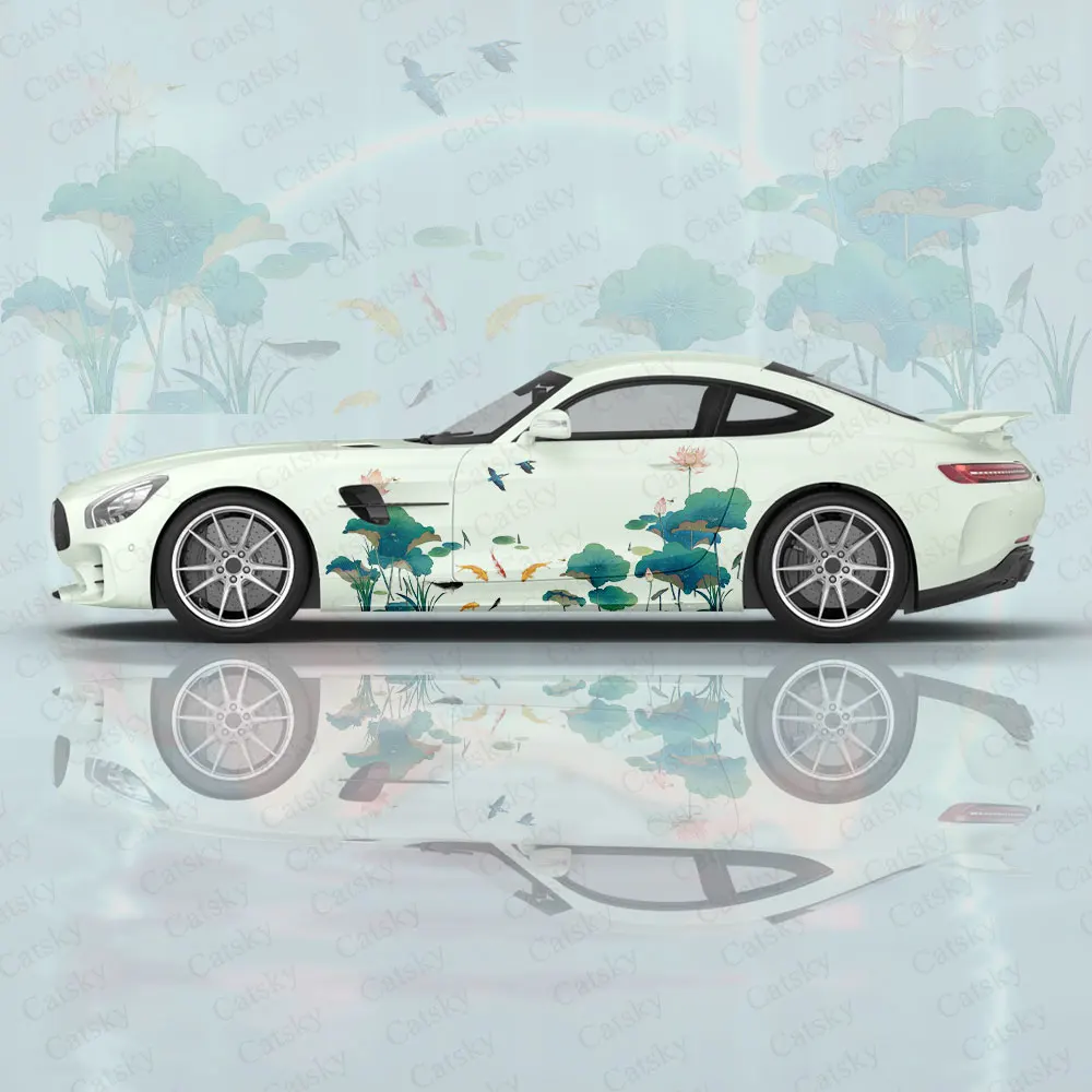 lotus fish flower car sticker pvc modified painting accessories decoration pain car car racing car packaging car sticker decal