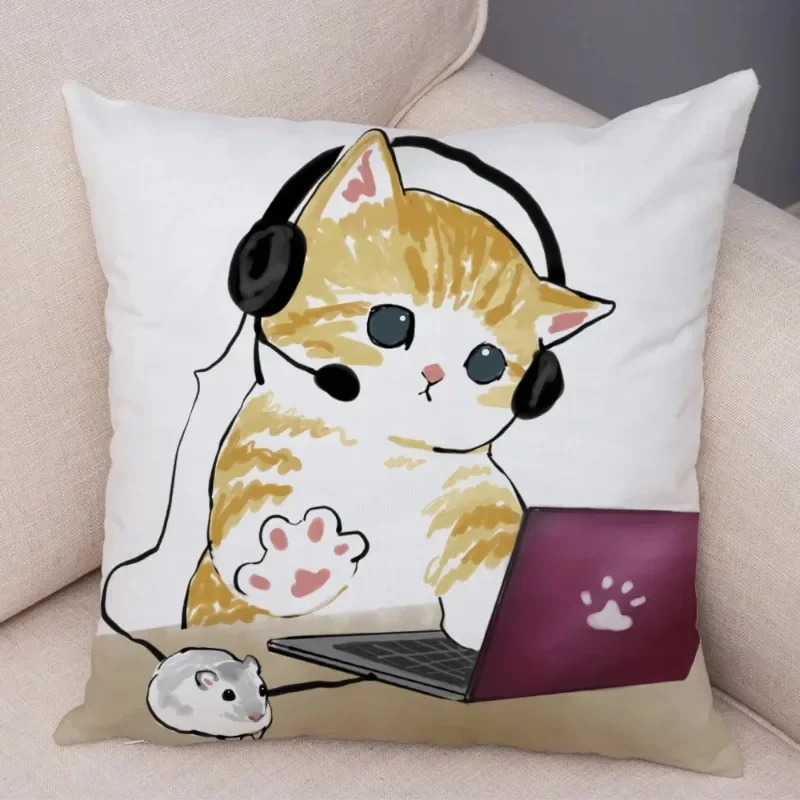 Cute and funny cat hamster pillowcase decorative cute cartoon animal home sofa bed  pillow case