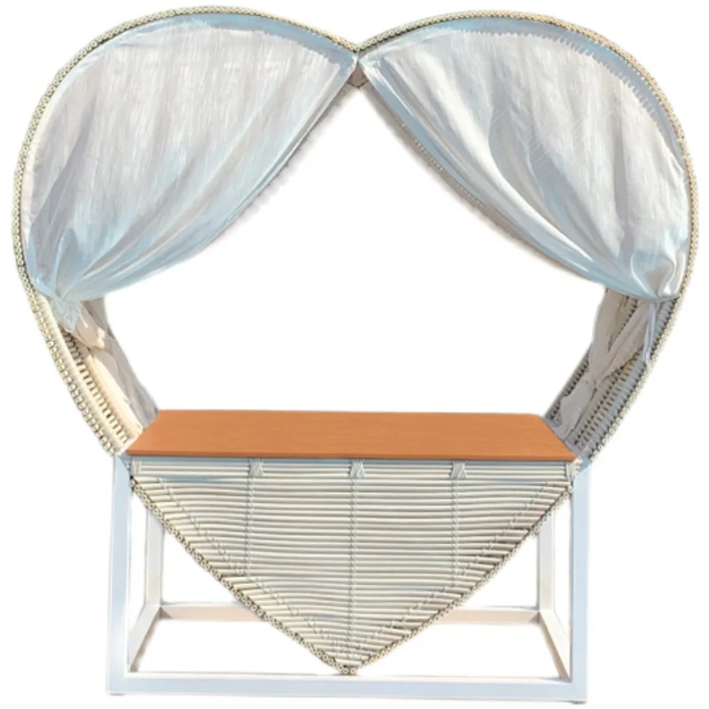 Heart-shaped resort bench beach wooden outdoor seating