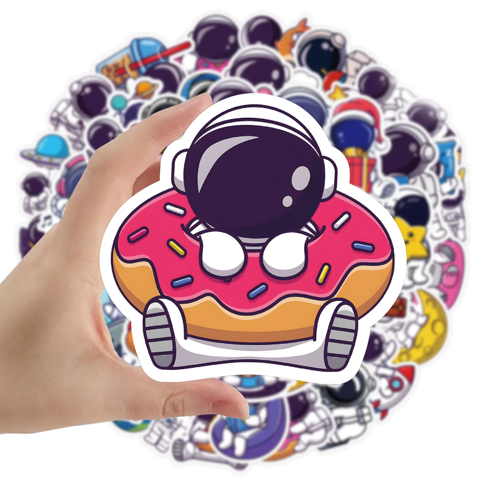 50PCS Cartoon Astronaut Sticker Graffiti iPad Luggage HelmetCar Water Cup Guitar DIY Wall Sticker Toy Decoration