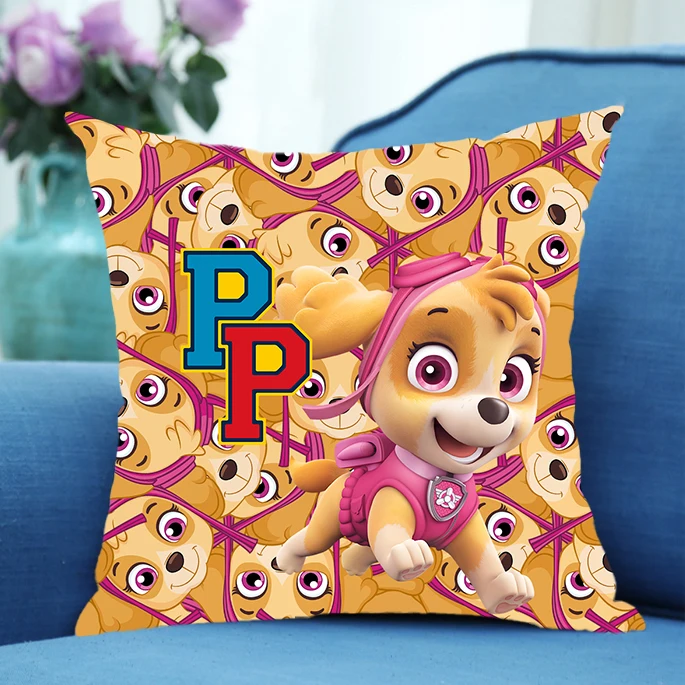 45x45cm Paw Patrol 스퀘어 복숭아 피부 벨벳 베개 케이스 Kawaii Chase Skye 쿠션 커버 침실 침대 장식 부드러운 베개 케이스