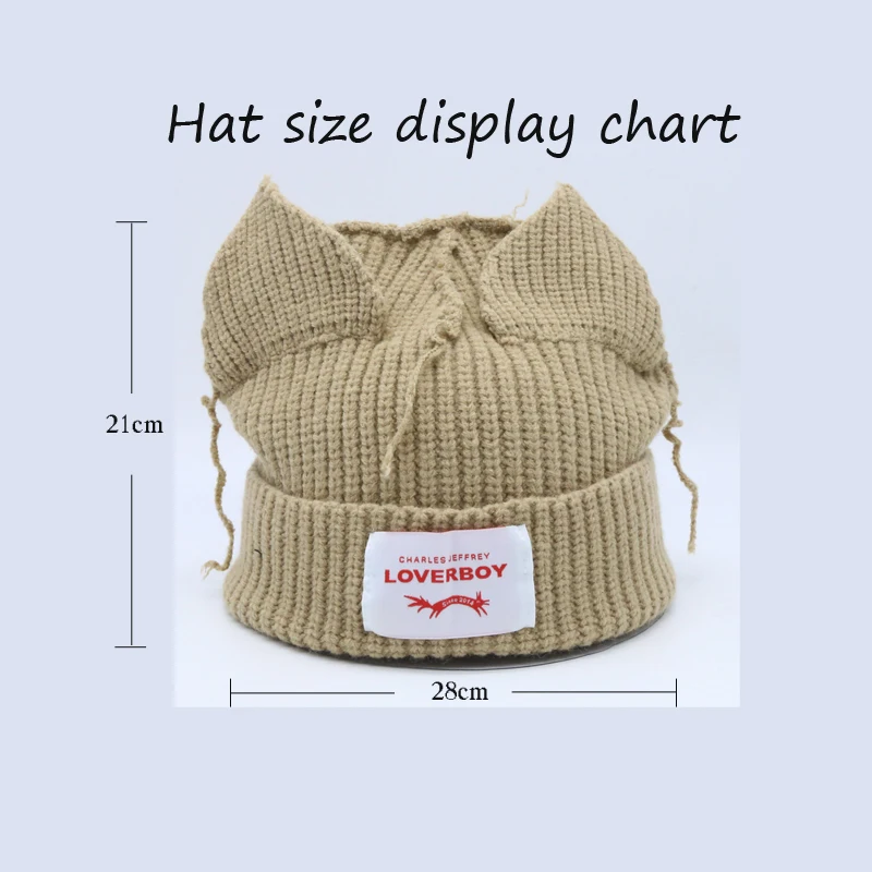 New 2024 Winter Skullies Cute Women Short Ears Fox Hat Crochet Knitted Hat Costume Beanie Hats Women Christmas Gift Hip-hop Cap