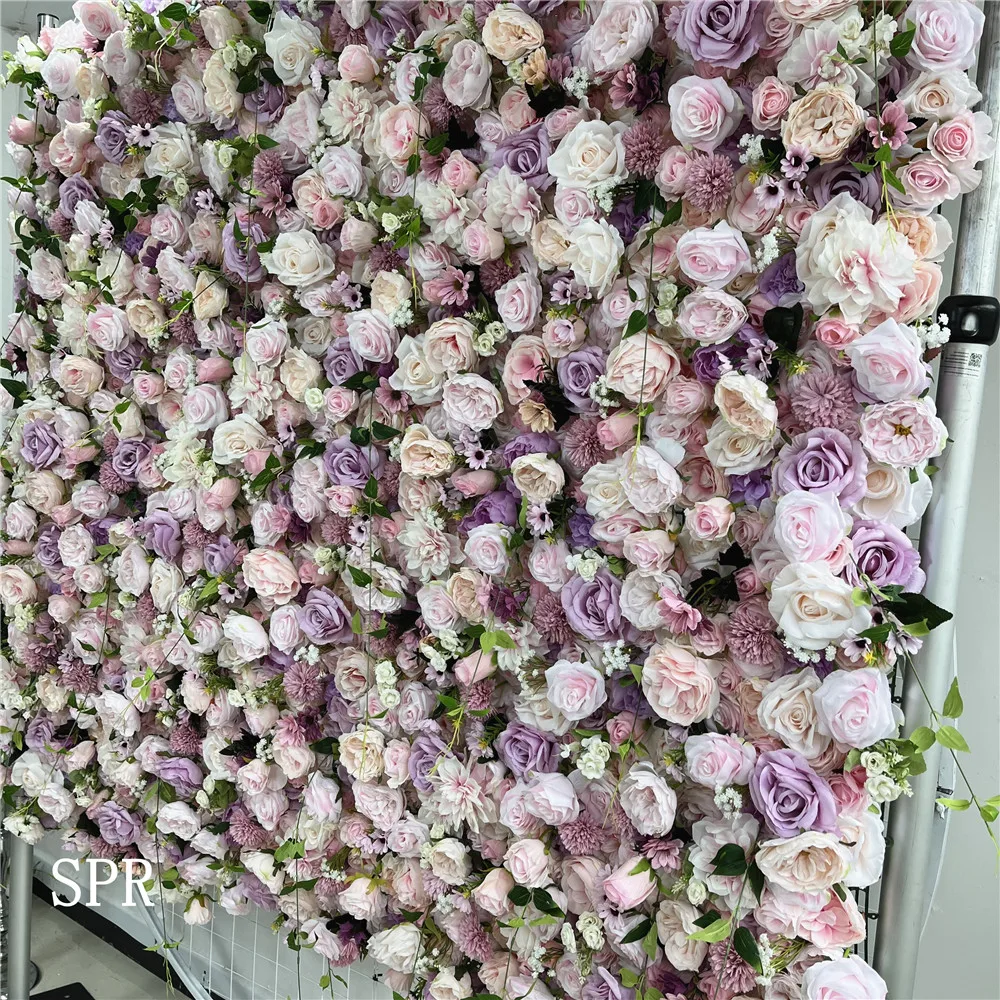 Imagem -04 - Spr Atacado Rose Wall Luxo Wedding Stage Teto Decorativo 3d Rolled up Blush Pink Painéis de Flores Artificiais