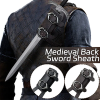 Medieval Sword Shoulder Back Sheath PU Leather Warrior Scabbard Holder Cosplay Leather Buckle Holster Scabbard Costume Halloween
