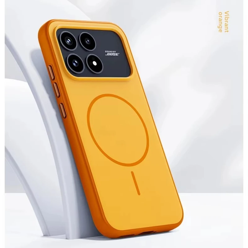 Hautähnliche, matte, magnetische Handyhülle für POCO F8 Pro Ultra MagSafe Wireless Charging, weiche Kante, Anti-Fall-Schutzhülle