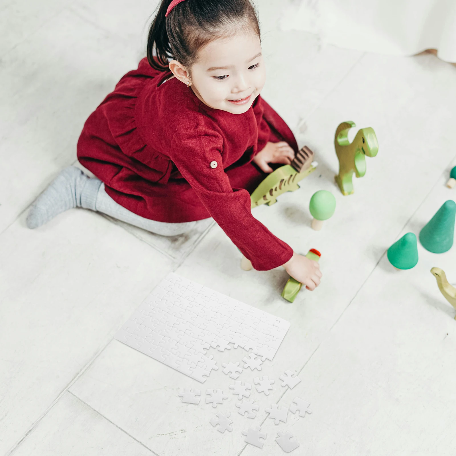 

4 Sheets Sublimation Jigsaw Blanks Blank Puzzle Pieces For Diy Drawing White Paper Puzzles Safe Materials Family Game Decoration