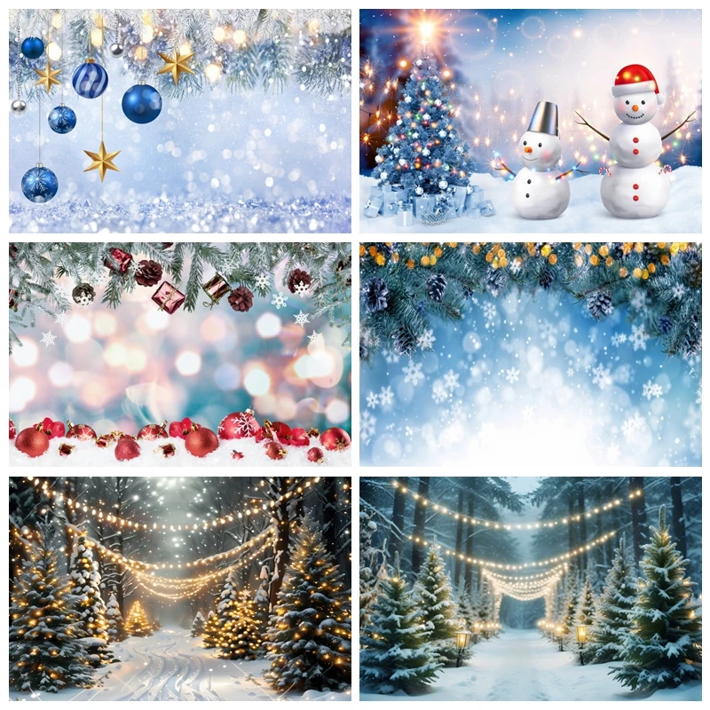 Christmas Snowflake Bokeh Backdrop Photography Snow Landscape Xmas Balls Party Decor Baby Portrait Background Photo Studio Props