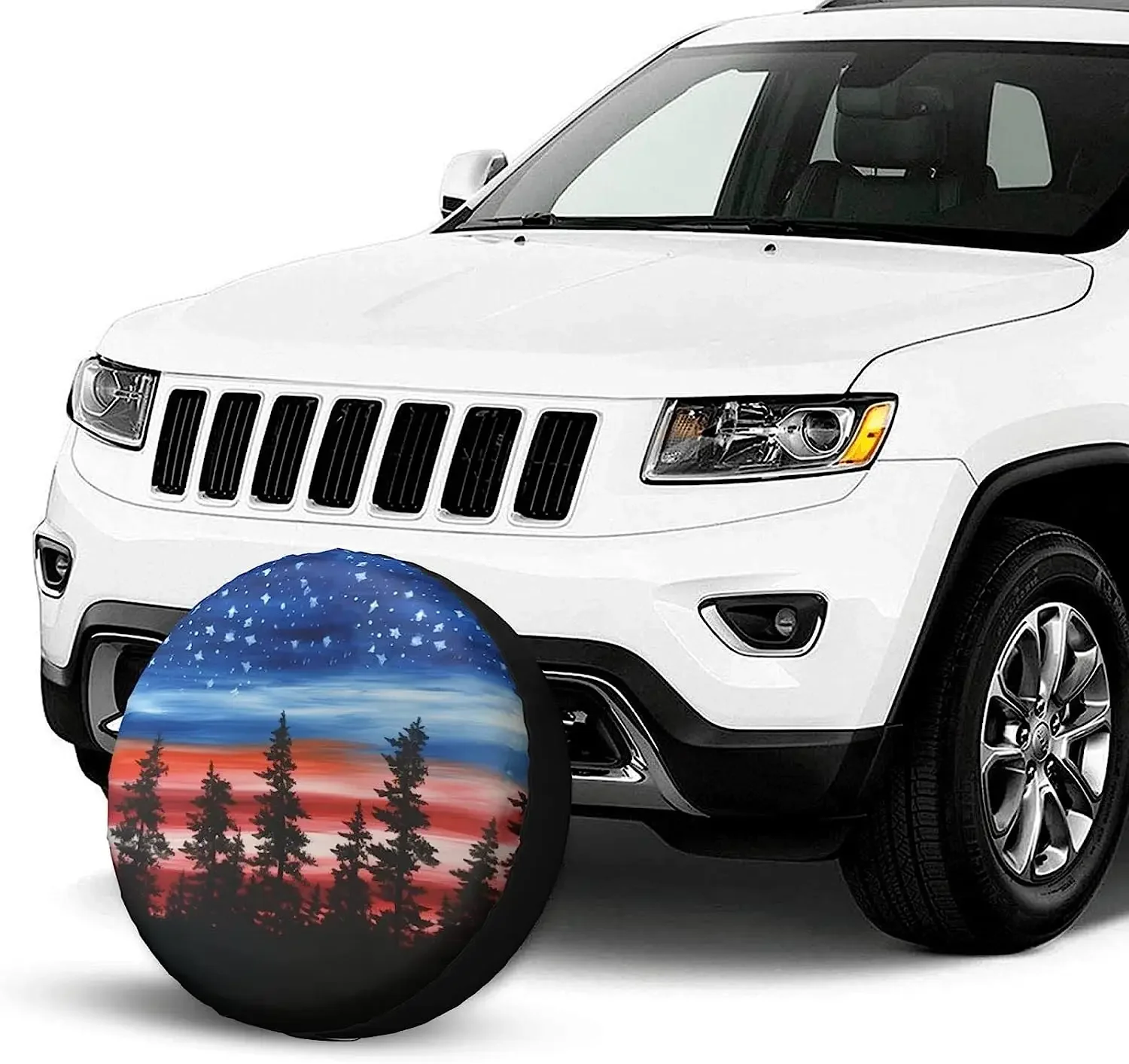 American Flag Sky Painting Spare Tire Cover Weatherproof Dust-Proof Tire Covers Fit for RV Truck SUV Motorhome Travel Trailer