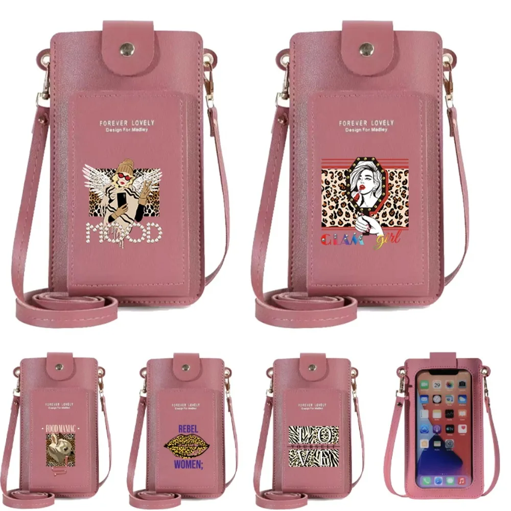 

Lightweight Versatile Simple Portable Women Bags Leopard Pattern Mobile Phone Bag Card Crossbody Shoulder Strap Handbag Wallets