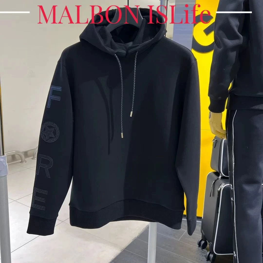 Golf Clothing Top 24 Winter New Men's Hooded Color Bear Sports Long Sleeve Sweater, Fleece-lined Warm, Breathable Quick Drying