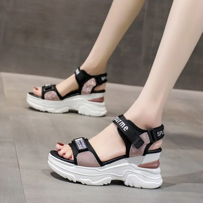 New Summer Ladies Sandals Platform Wedge Heels Shoes Casual Beach Heightening Slope with Women's Sports High Heels Sandals Girl