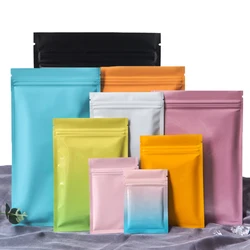 Bolsas de embalaje herméticas de colores mate brillantes planas de papel de aluminio resellables, bolsas de sellado térmico con cierre de cremallera para dulces, joyería y café