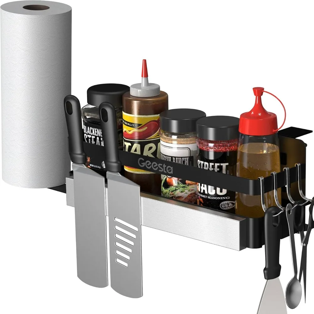 

Upgraded Griddle Caddy for 28"/36" Blackstone Griddles, Weber Grills & Prep Carts with Magnetic Tool Holder & Paper Towel Holder