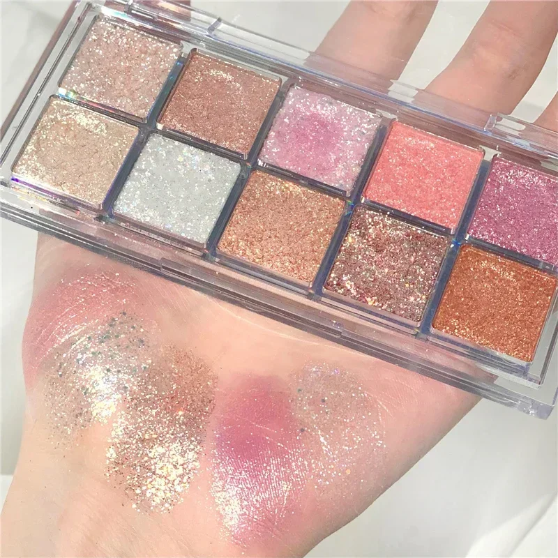 Acrylic Matte Glitter 10-color Eyeshadow Palette Lasting Shimmer Shine Eye Shadow Makeup Palette Nude Smokey Eye Pigments