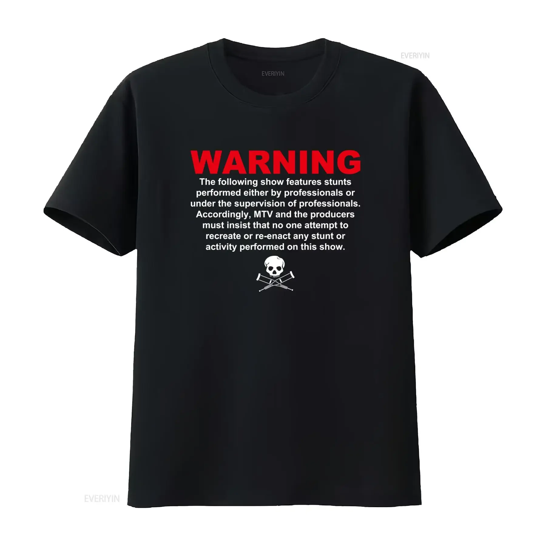 Jackass The Movie Promotional Warning Skull Crossed Crutches T Shirt vintage Washed designer clothes Breathable homme graphic