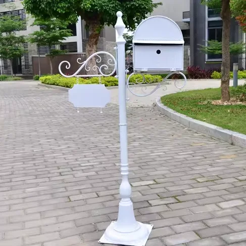 Retro European Mailboxes Outdoor Villa Community Garden Letter Box Wrought Iron Outdoor Rainproof Inbox Outdoor Floor Mailbox