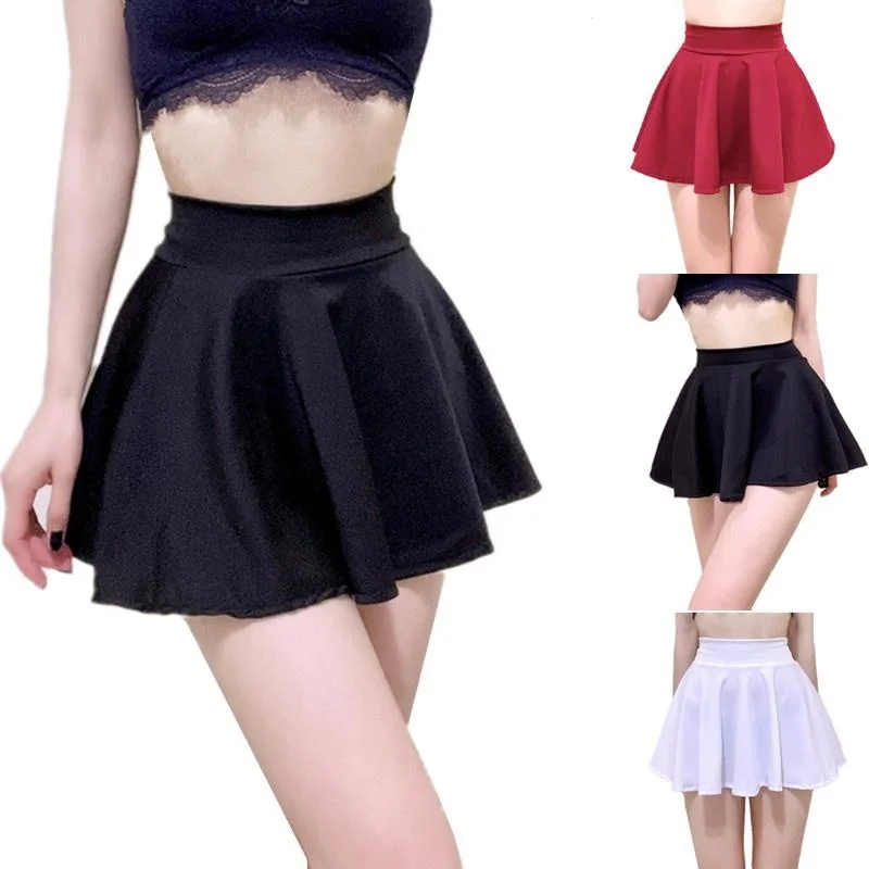 Stretchy High Wiast Pleated Skirt Sexy Club Dress Outfits for Women A-line Tennis Mini Skirts Black White Long Woman Clothing