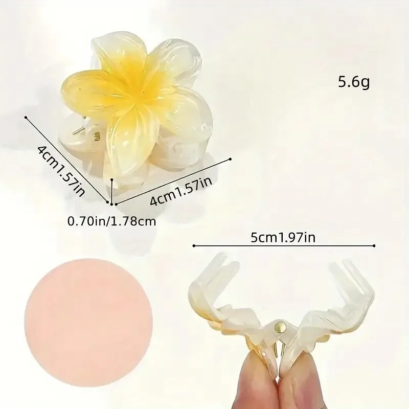 6Pcs/2Pcs Sweet Gradient Flower Acrylic Hair Claws Clip for Women Girls Hairpins Summer Beach Hawaiian Headwear Hair Accessories