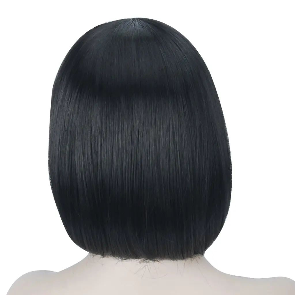 14 Zoll Halloween Party Kurze Gerade Schwarze Bob-Perücke Synthetische Perücken