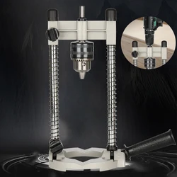 Multi-Functional Drill Stand with Steel Column Aluminum Base Adjustable 0-45 Degree Angle for Precision Woodworking Power Tool