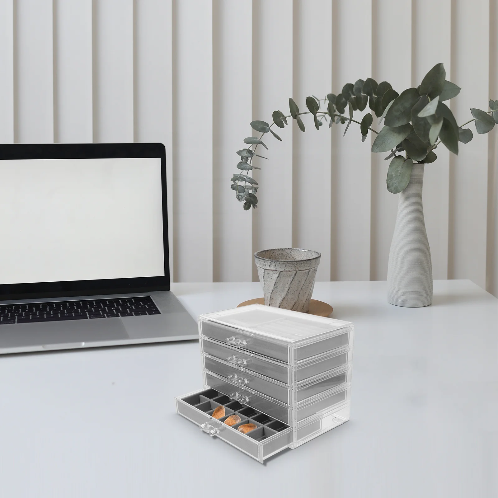 

Rock Display Cabinet Acrylic Multi Compartment Organizer Large Capacity Rock Collection Box Crystal Storage Case Clear Display