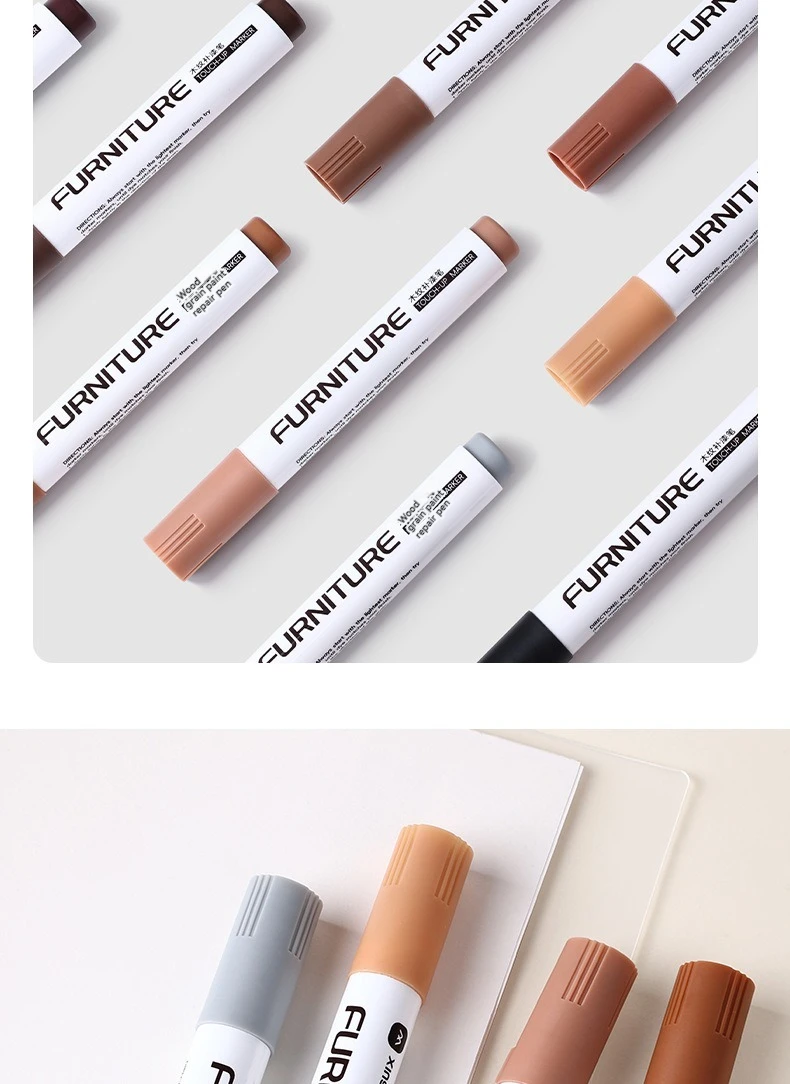 6-12-teiliges Möbel-Reparaturmarker-Set, Holzreparaturstift, Kratzerentferner, Farbauffrischer für Holztische und Schränke – Detail 8