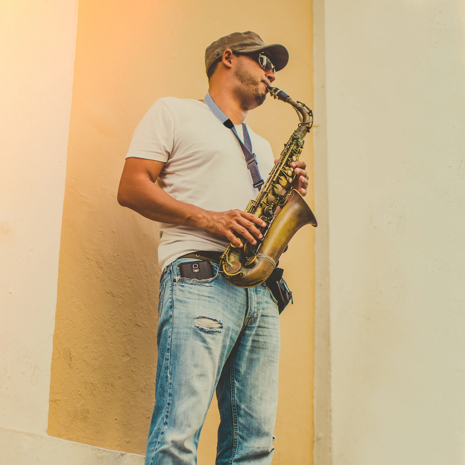 

Saxophone Shoulder Strap Harness Adjustable 47cm 61cm Cotton Breathable Comfortable Zinc Hook Durable Anti Rust Lightweight