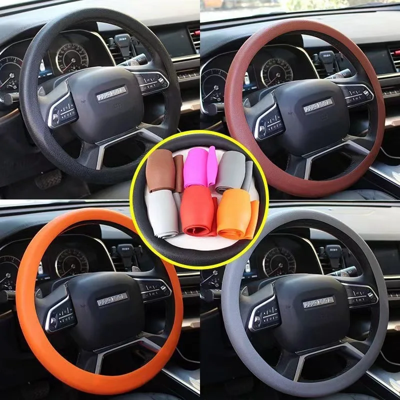 

Automobile steering wheel cover silicone four season general anti perspiration and anti slip handle cover round D-type