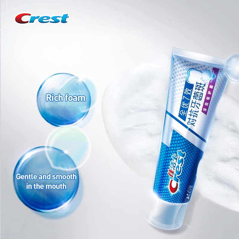 Crest 7-em-1 pasta de dente protetora de dente limpa placa dentária evita caries refresca o hálito fortalece a pasta de dente de saúde das gengivas 40g