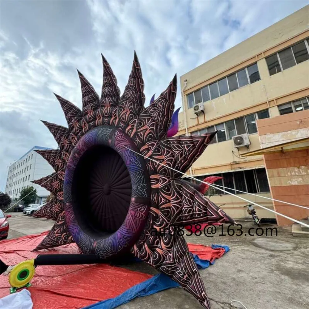 Modelo de sol inflável gigante totalmente impresso, cenários infláveis de palco para decoração de festival de Halloween