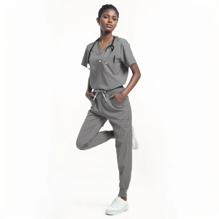 Nieuwe Rechte Broek Scrubs Set Medische Uniformen Stretch Tops met Zak Verpleegster Uniform Chirurgie Pakken Verpleging Werkkleding Accessoires