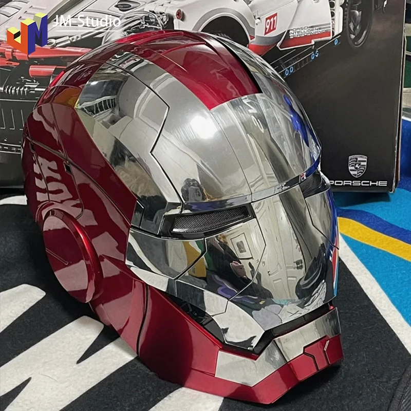 Iron Man Helmet 1:1 Mk5 The Avengers Voice Control Eyes Light Model Toys For Adult Electric Wearable Opening Helmet Xmas Gif