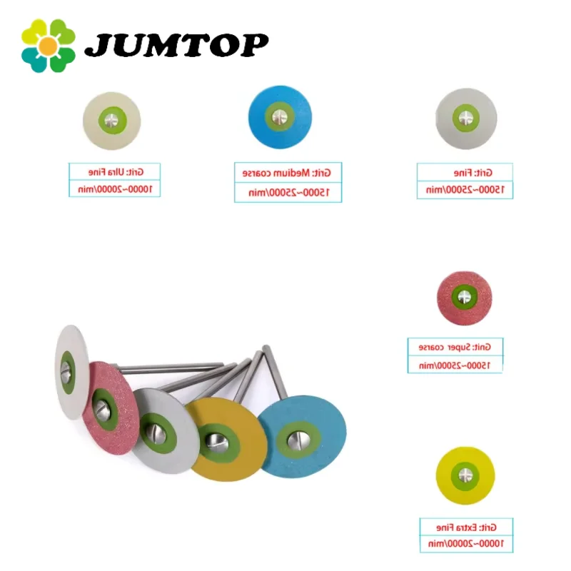 JUMTOP Dental Rubber Diamond Polisher Wheel Disc Restorations HP 26mm for Zirconia Porcelain PFM Emaxs Dentist Tools