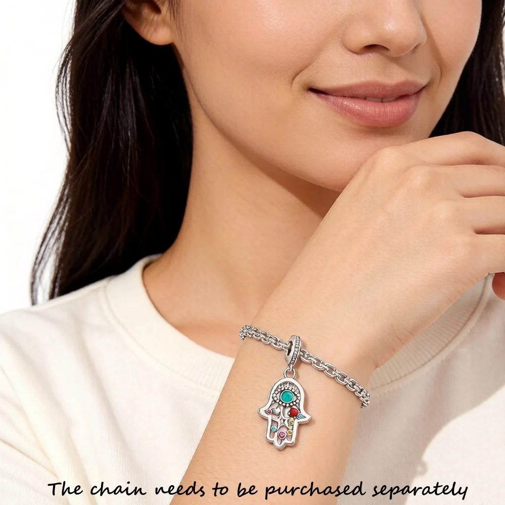 Hand of Fatima Dangle Charm Europe Style High Quality Sterling Silver 925 Beads For Women Men